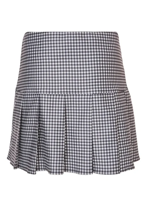 Quiz Black Gingham Pleated Skirt