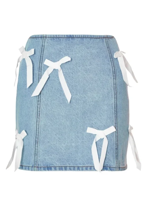 Quiz Blue Denim Bow Detail Skirt