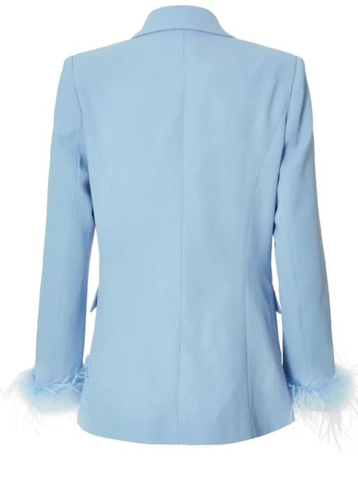 Quiz Blue Feather Trim Blazer