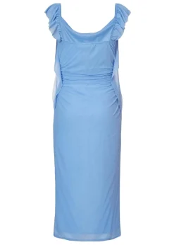 Quiz Blue Frill Midi Dress