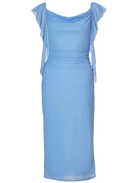 Quiz Blue Frill Midi Dress
