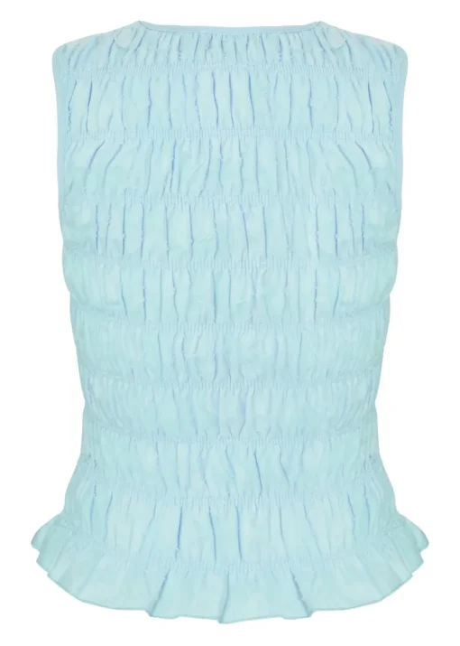 Quiz Blue Jacquard Gathered Top