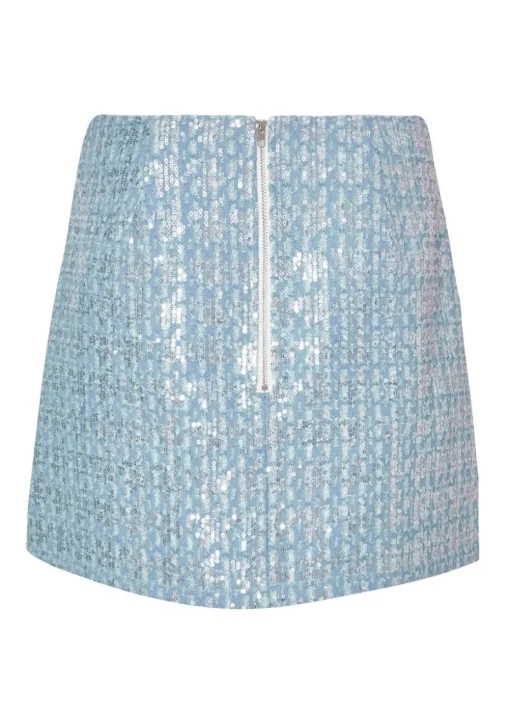 Quiz Blue Sequin Denim Mini Skirt
