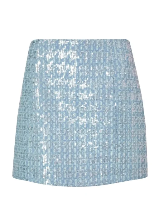 Quiz Blue Sequin Denim Mini Skirt