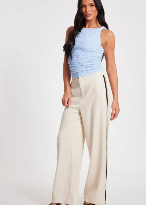 Quiz Blue Textured Mesh Top