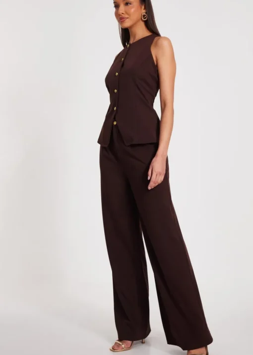 Quiz Brown Wide Leg Trousers