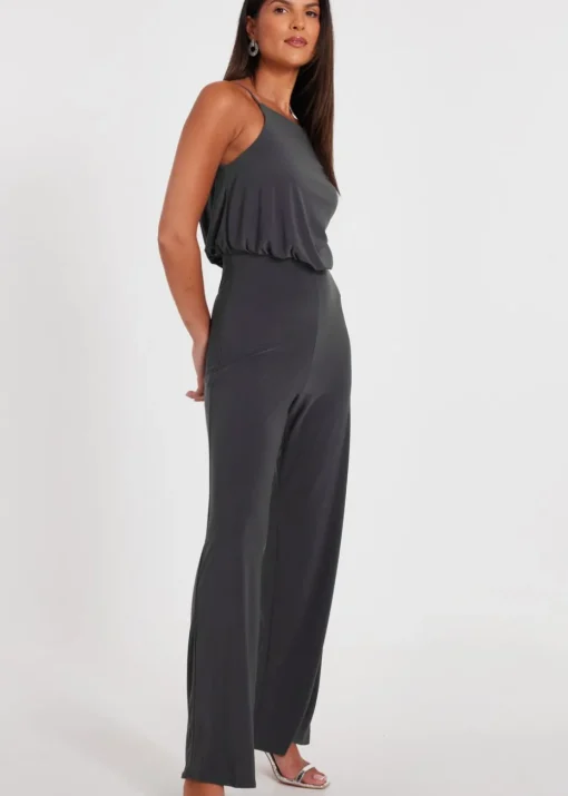 Quiz Charcoal Asymmetric Draped Jumpsuit
