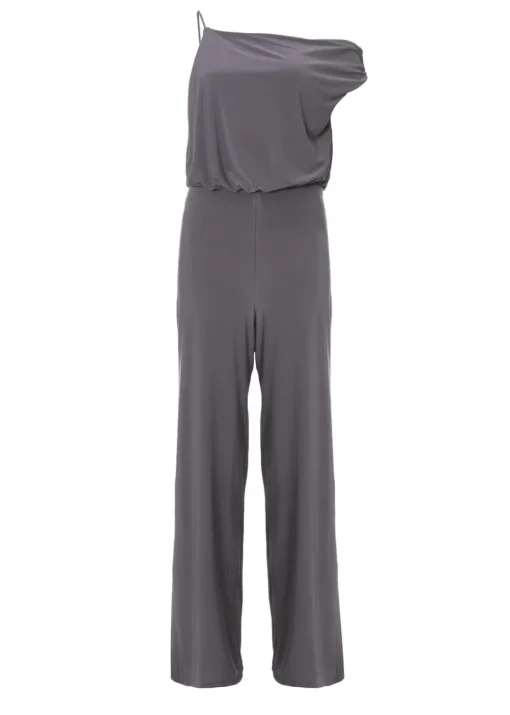 Quiz Charcoal Asymmetric Draped Jumpsuit