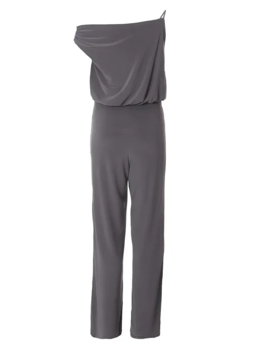 Quiz Charcoal Asymmetric Draped Jumpsuit