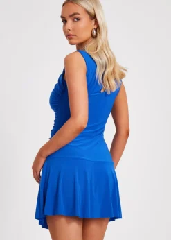 Quiz Colbalt Ruched Playsuit