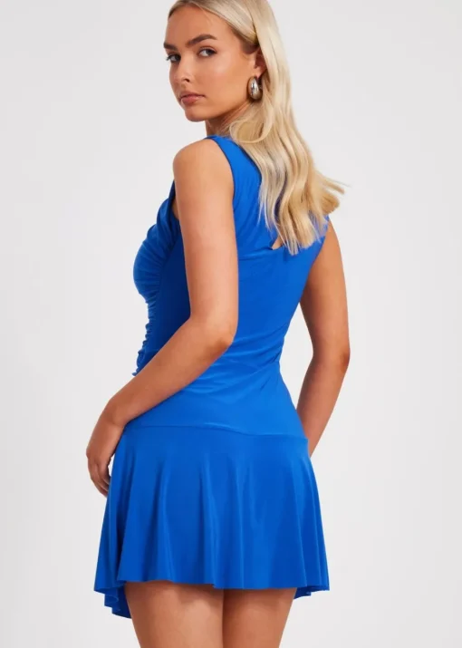 Quiz Colbalt Ruched Playsuit
