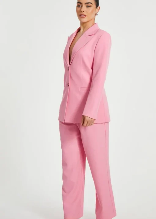 Quiz Coral Petite Woven Wide Leg Trousers