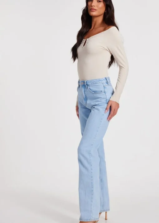 Quiz Cream Bardot Bodysuit