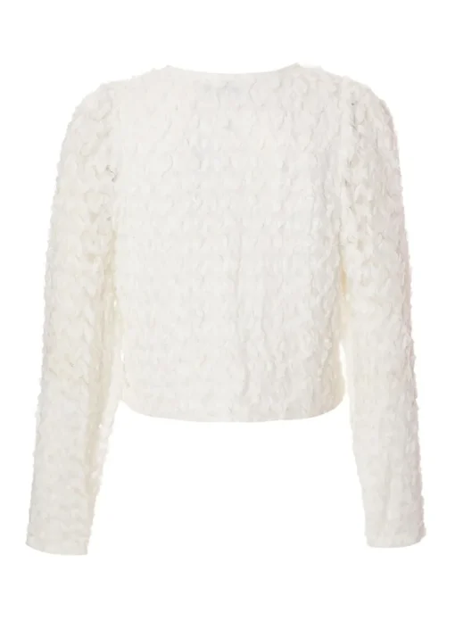 Quiz Cream Chiffon Floral Cropped Jacket