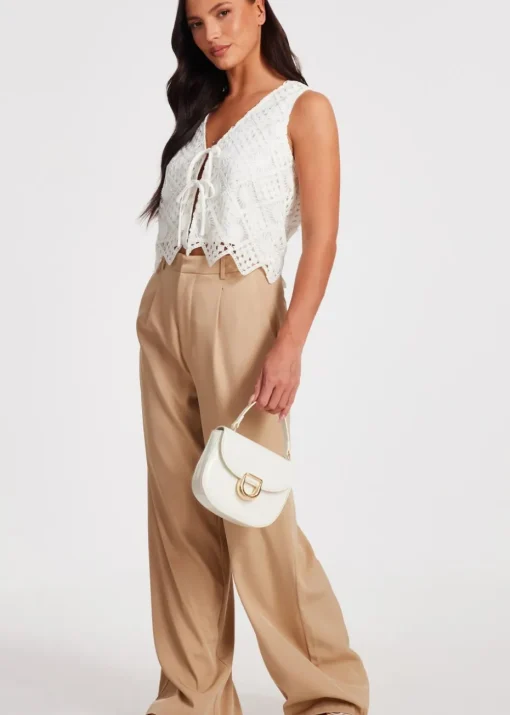 Quiz Cream Crochet Waistcoat