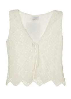 Quiz Cream Crochet Waistcoat