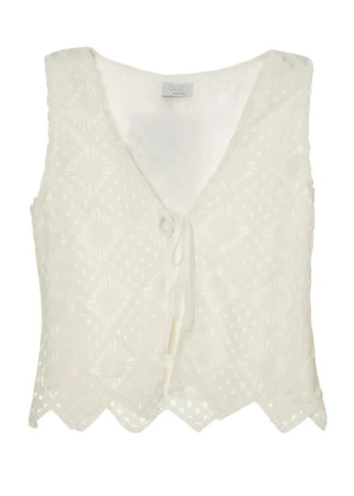 Quiz Cream Crochet Waistcoat