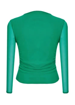 Quiz Green Mesh Long Sleeve Top