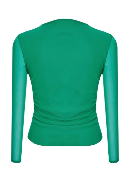 Quiz Green Mesh Long Sleeve Top