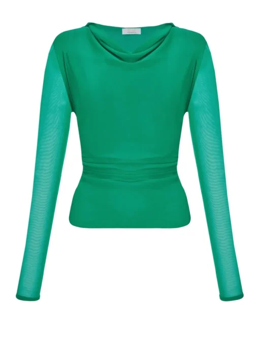 Quiz Green Mesh Long Sleeve Top