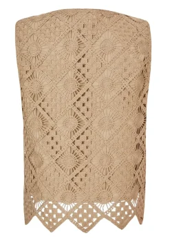 Quiz Khaki Crochet Waistcoat