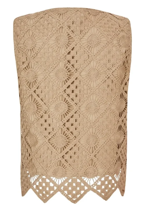 Quiz Khaki Crochet Waistcoat
