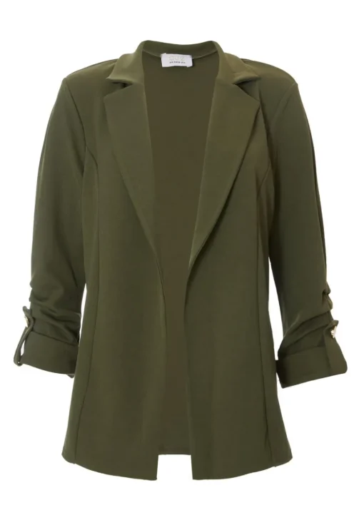 Quiz Khaki Ruched Sleeve Blazer