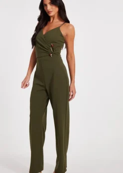 Quiz Khaki Strappy Buckle Detail Jumpsuit