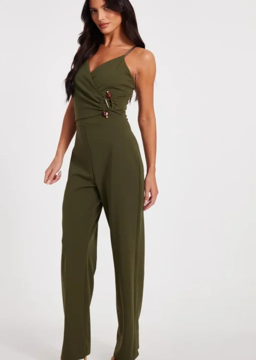 Quiz Khaki Strappy Buckle Detail Jumpsuit