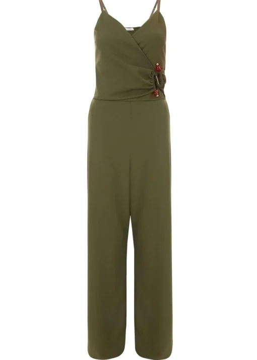 Quiz Khaki Strappy Buckle Detail Jumpsuit