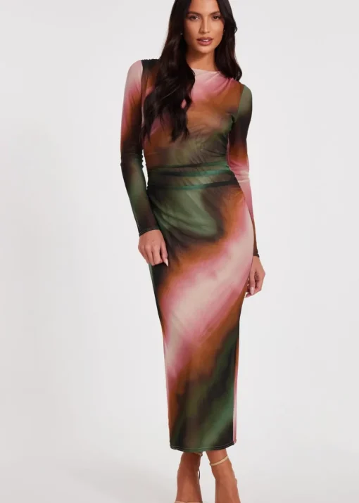 Quiz Multi Mesh Marble Print Midaxi Dress