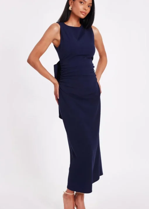 Quiz Navy Bow Back Midaxi Dress