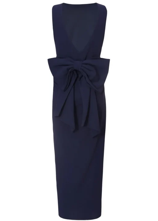 Quiz Navy Bow Back Midaxi Dress