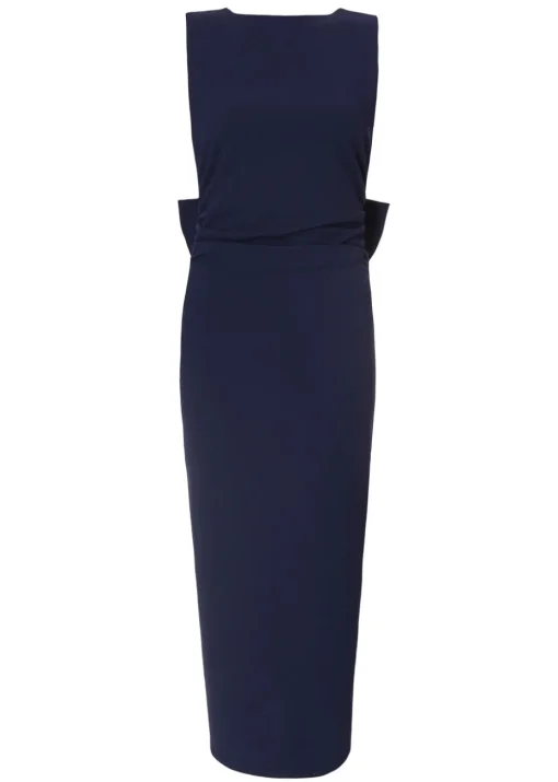 Quiz Navy Bow Back Midaxi Dress