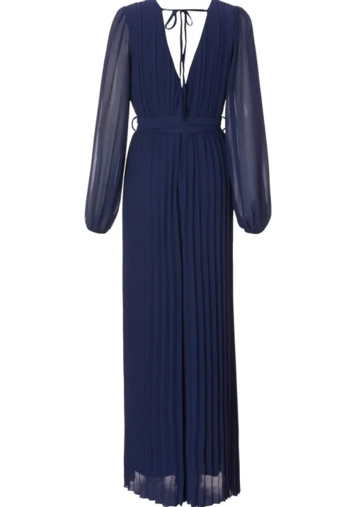 Quiz Navy Chiffon Pleated Jumpsuit