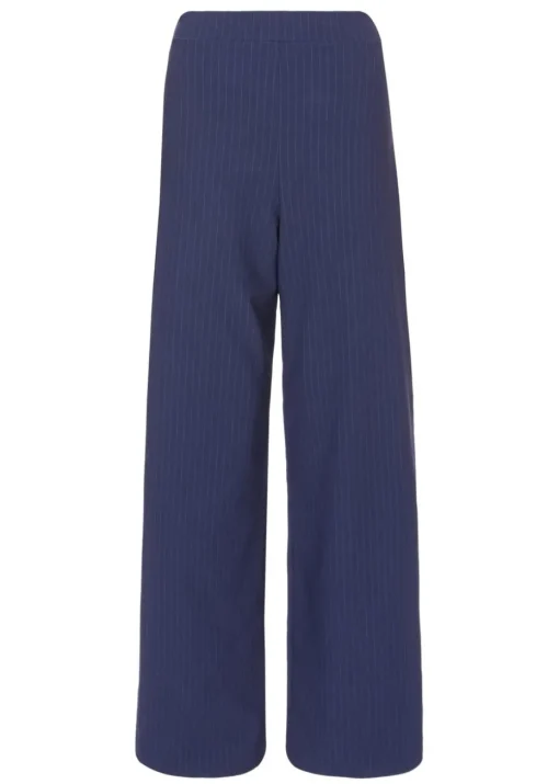 Quiz Navy Pinstripe Wide Leg Trousers