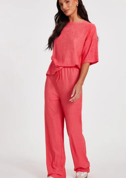 Quiz Orange Textured Palazzo Trousers