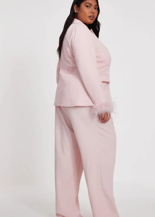 Quiz Pink Curve Tapered Leg Trousers