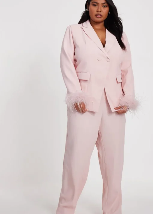 Quiz Pink Curve Tapered Leg Trousers