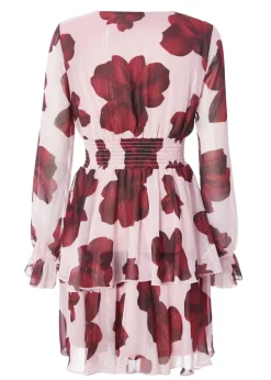 Quiz Pink Floral Tiered Skater Dress