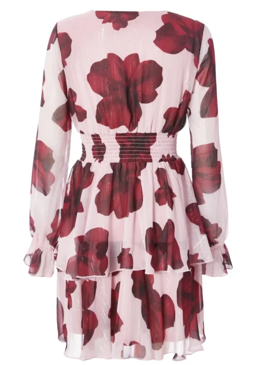 Quiz Pink Floral Tiered Skater Dress
