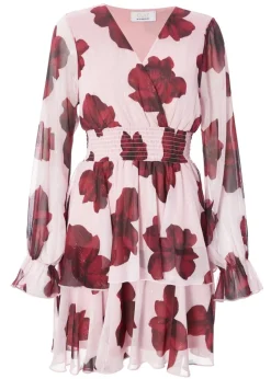 Quiz Pink Floral Tiered Skater Dress