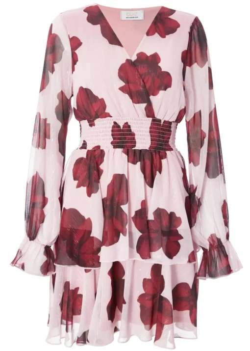 Quiz Pink Floral Tiered Skater Dress