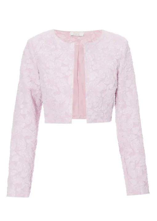 Quiz Pink Jacquard Crop Jacket