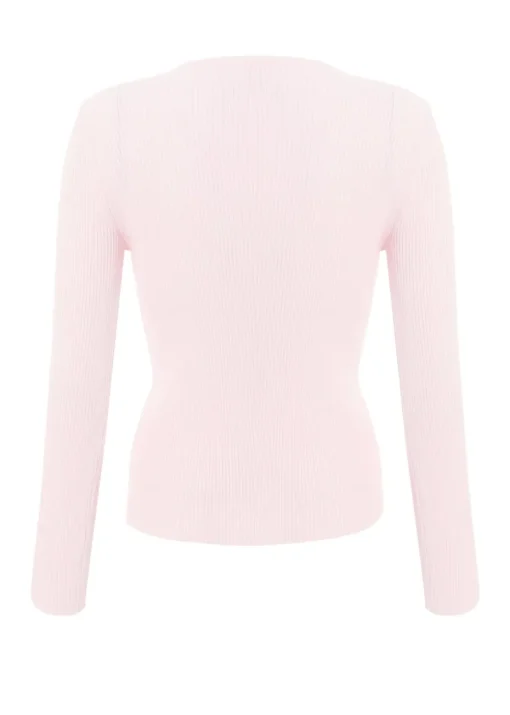 Quiz Pink Knitted Bow Detail Top