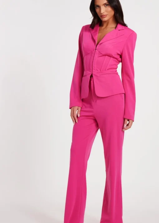 Quiz Pink Woven Tailored Blazer