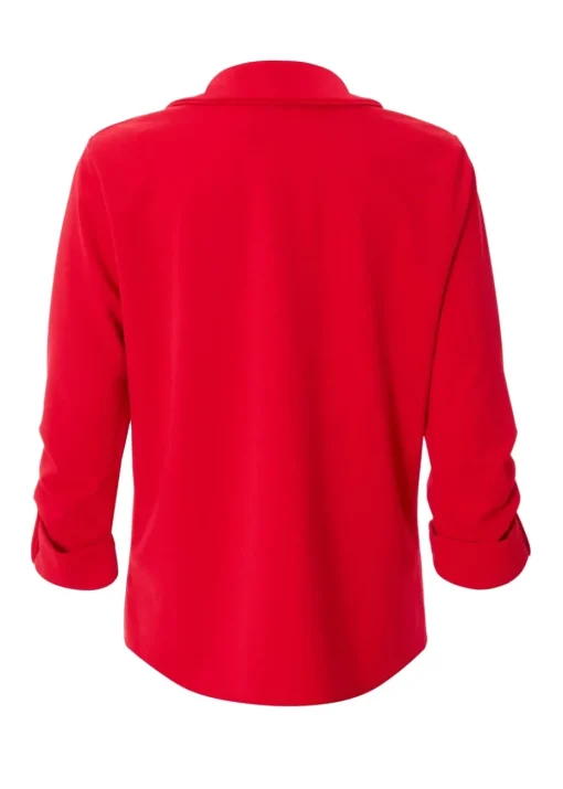 Quiz Red Petite Ruched Sleeve Blazer