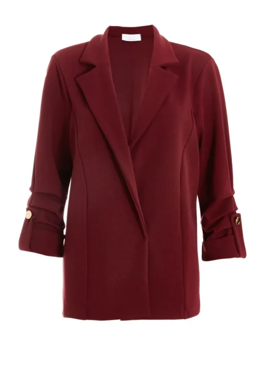 Quiz Red Ruched Sleeve Blazer