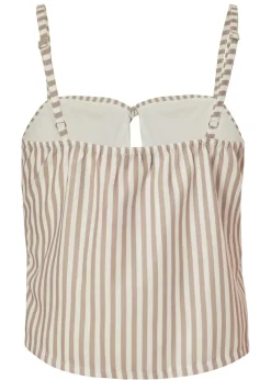 Quiz Stone Striped Tie Front Top