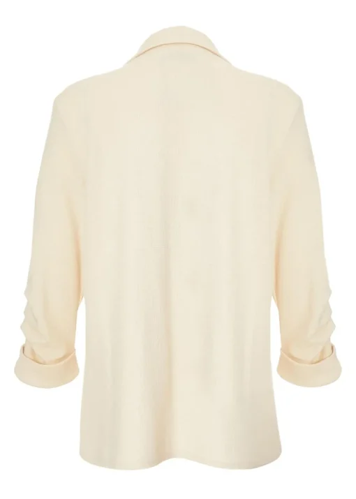 Quiz Stone Textured Ruched Sleeve Blazer